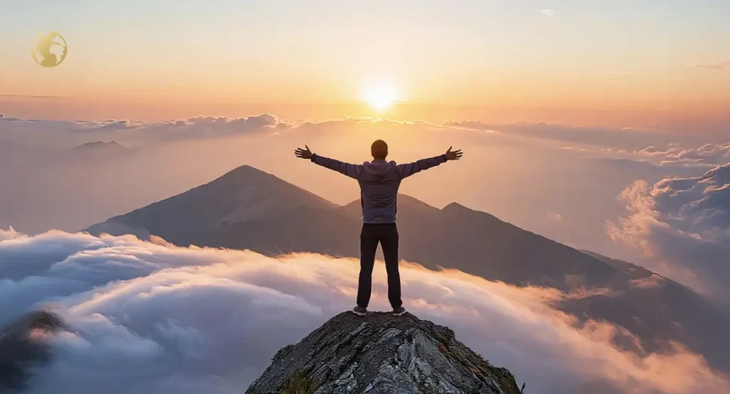 believing in god on a mountain