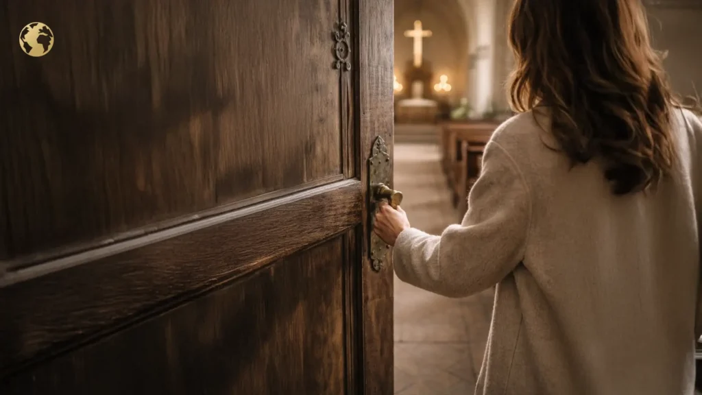Woman enter the church to get closer to god