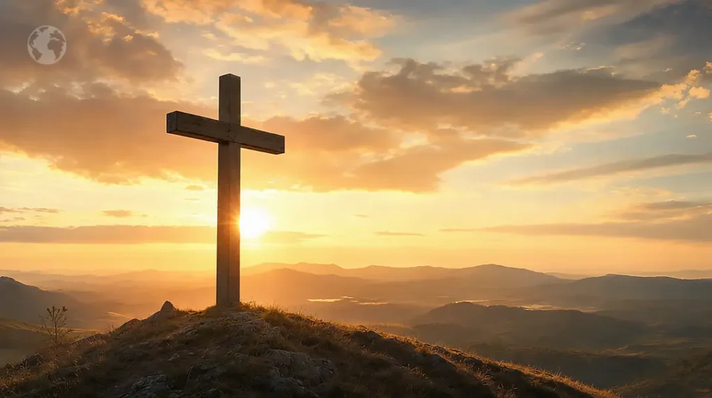 a cross stands on a hill - what is the gospel message