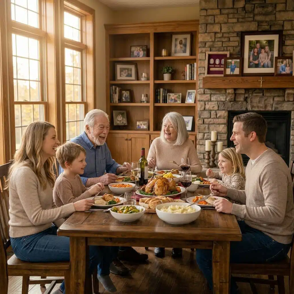Family eating dinner