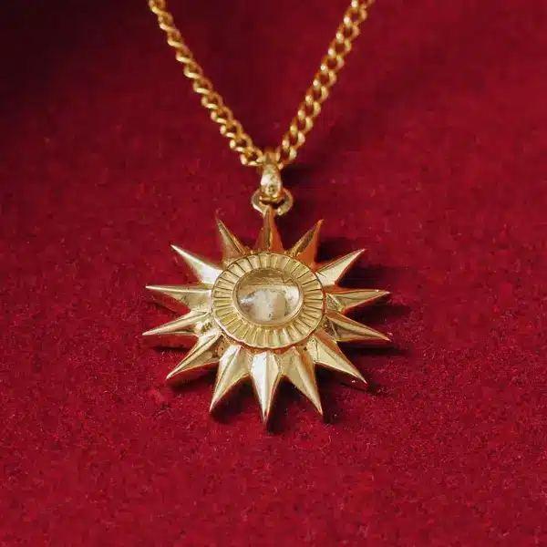 Gold Nativity Star pendant set with an authentic Bethlehem stone