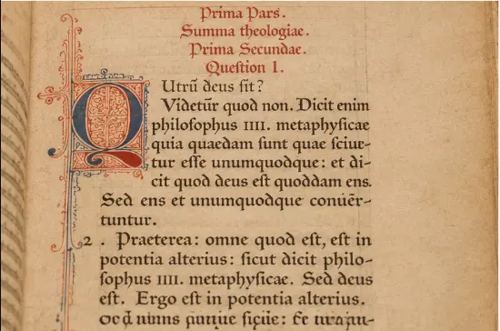 Medieval manuscript of Thomas Aquinas’s Summa Theologiae