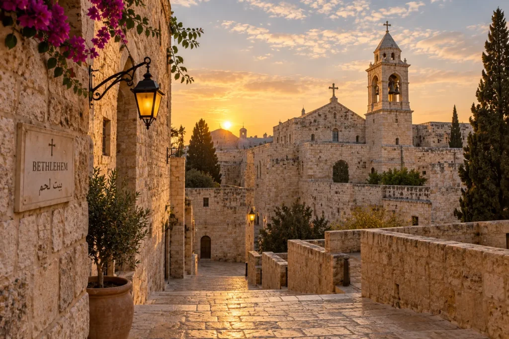 Church of the Nativity in Bethlehem at sunset