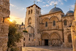Church of the Holy Sepulchre in Jerusalem at sunrise